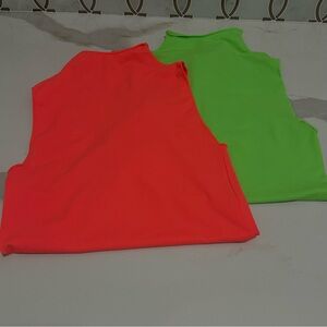 Two Good American Green and Pink Orange Neon Essential Bodysuits size S